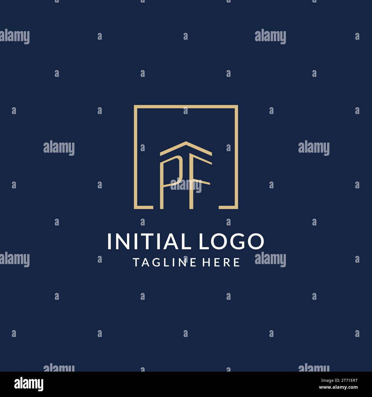 Initial PF square lines logo, modern and luxury real estate logo design ...