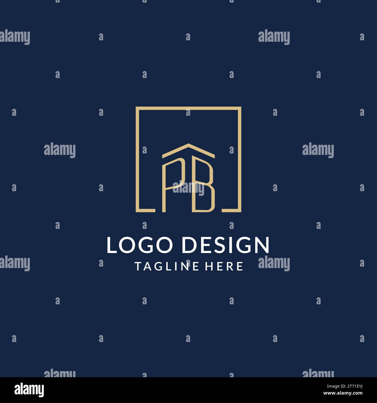 Initial PB square lines logo, modern and luxury real estate logo design vector graphic Stock