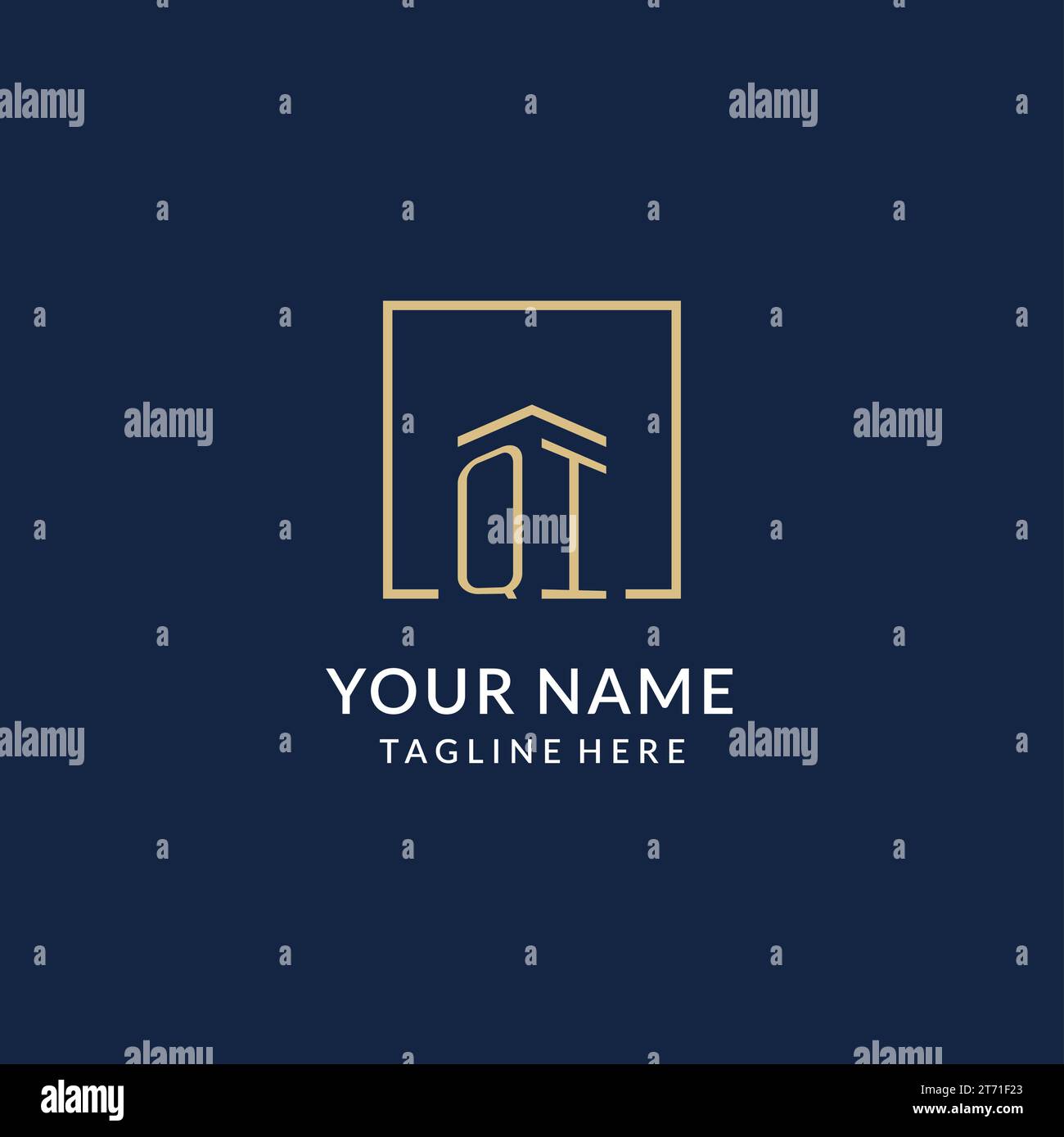 Initial QI square lines logo, modern and luxury real estate logo design ...