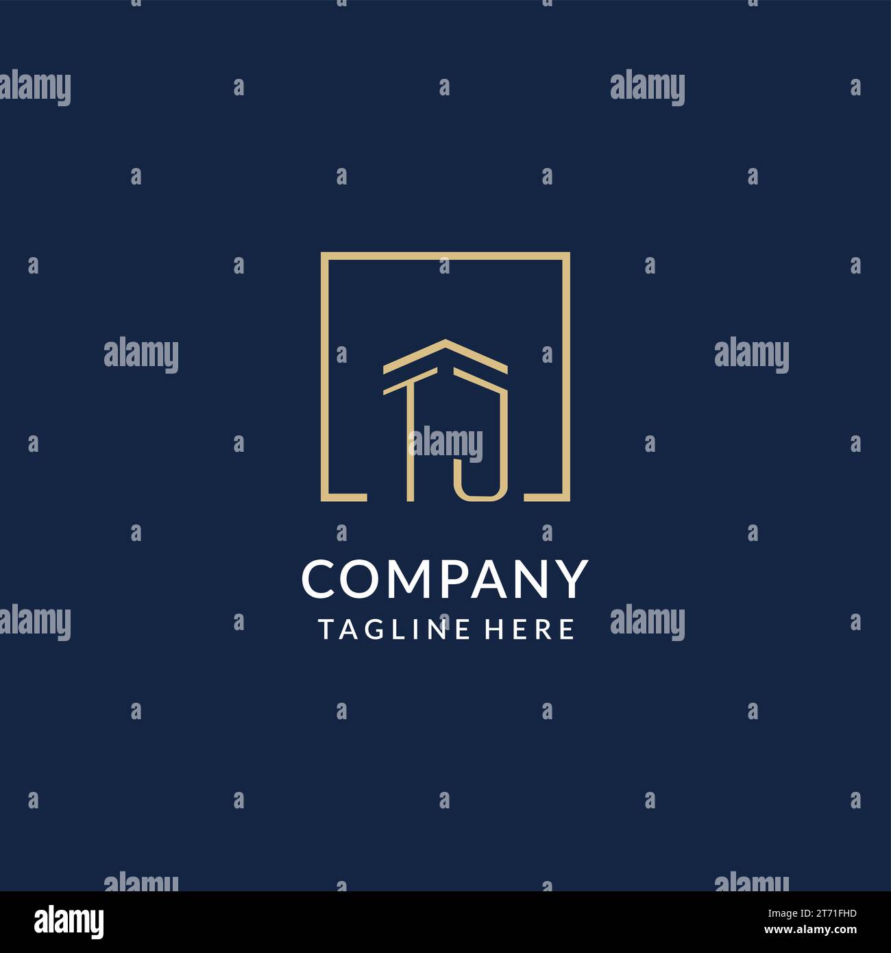 Initial TJ square lines logo, modern and luxury real estate logo design