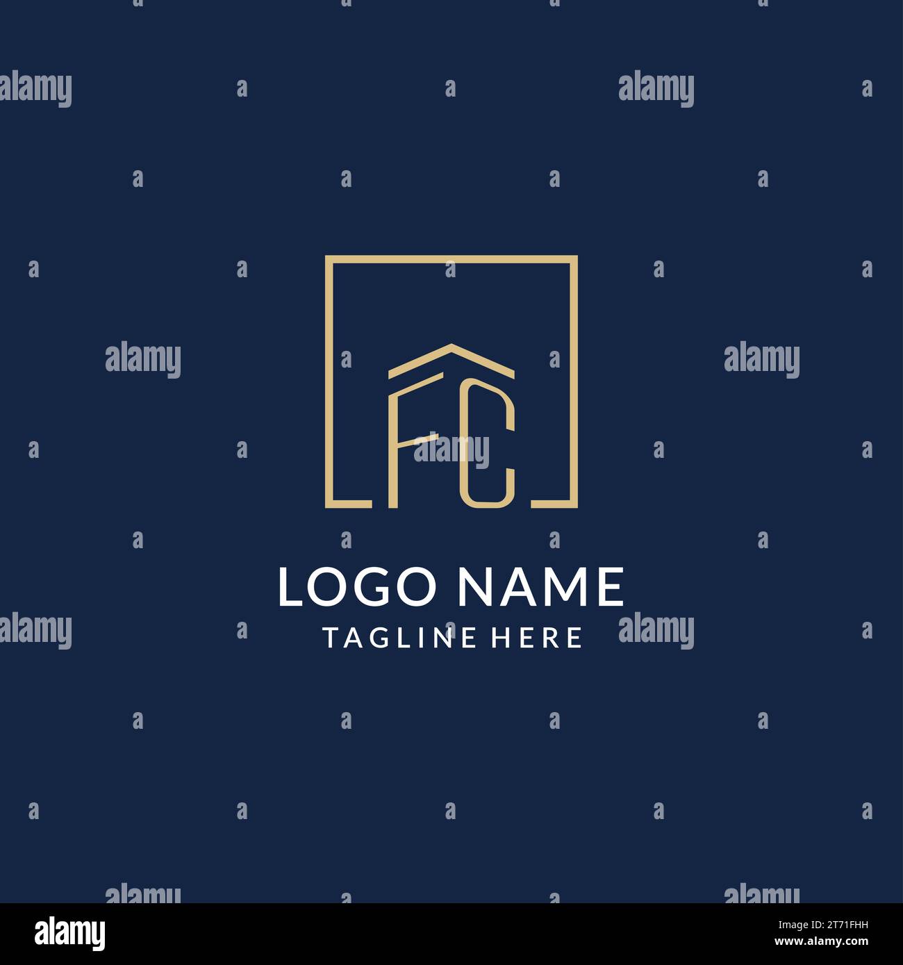 Initial FC square lines logo, modern and luxury real estate logo design ...