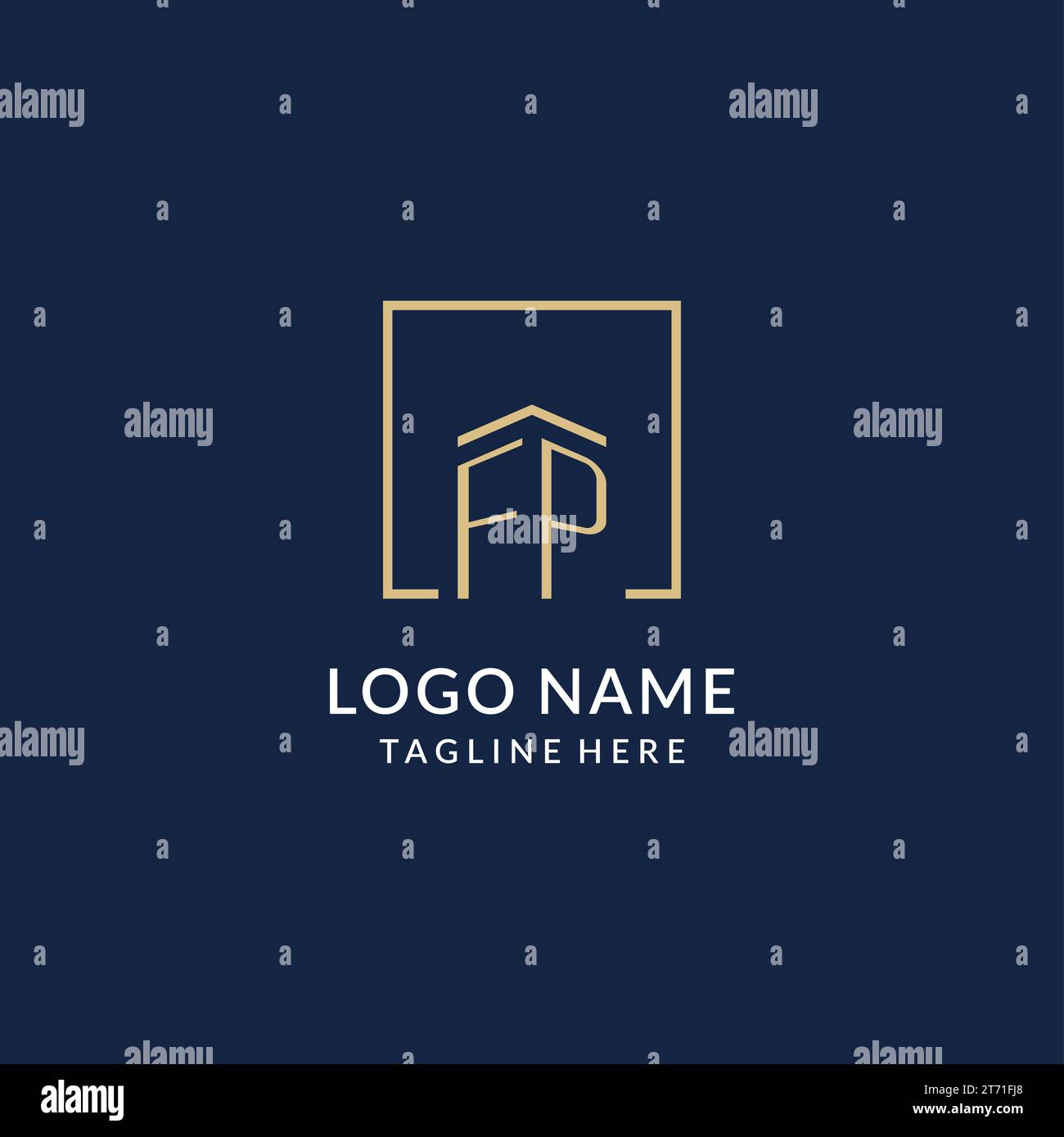 Initial FP square lines logo, modern and luxury real estate logo design ...