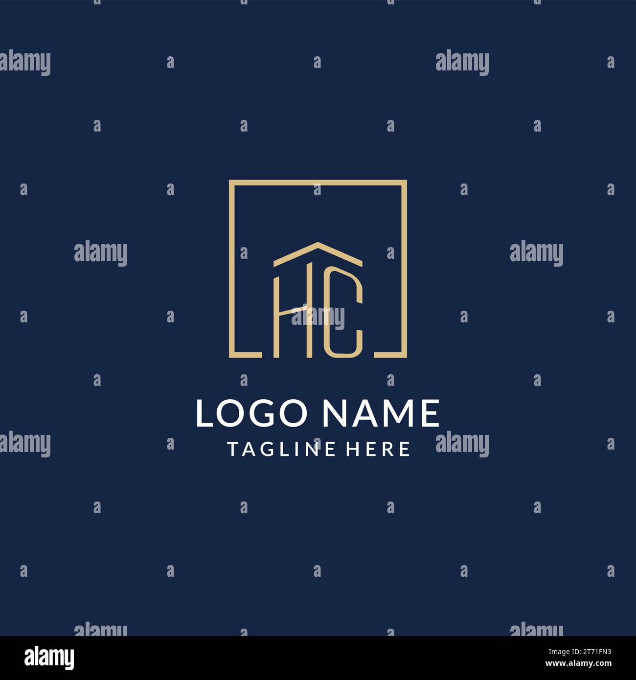 Initial HC square lines logo, modern and luxury real estate logo design ...