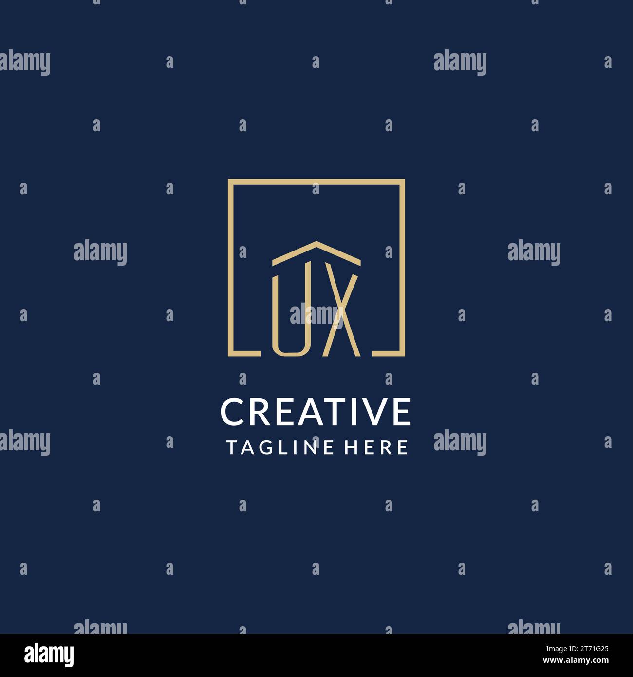 Initial UX square lines logo, modern and luxury real estate logo design ...