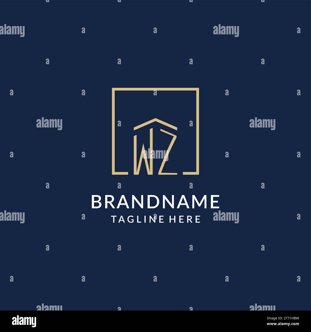 Initial WZ square lines logo, modern and luxury real estate logo design ...
