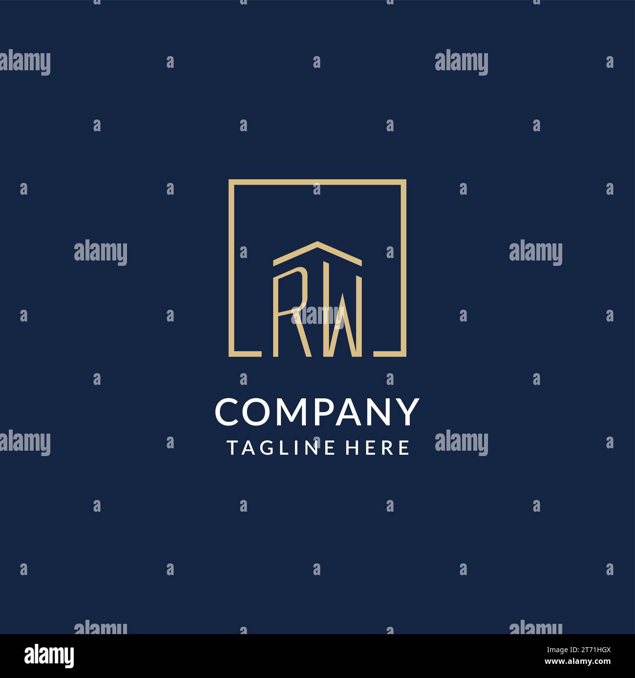 Initial RW square lines logo, modern and luxury real estate logo design ...