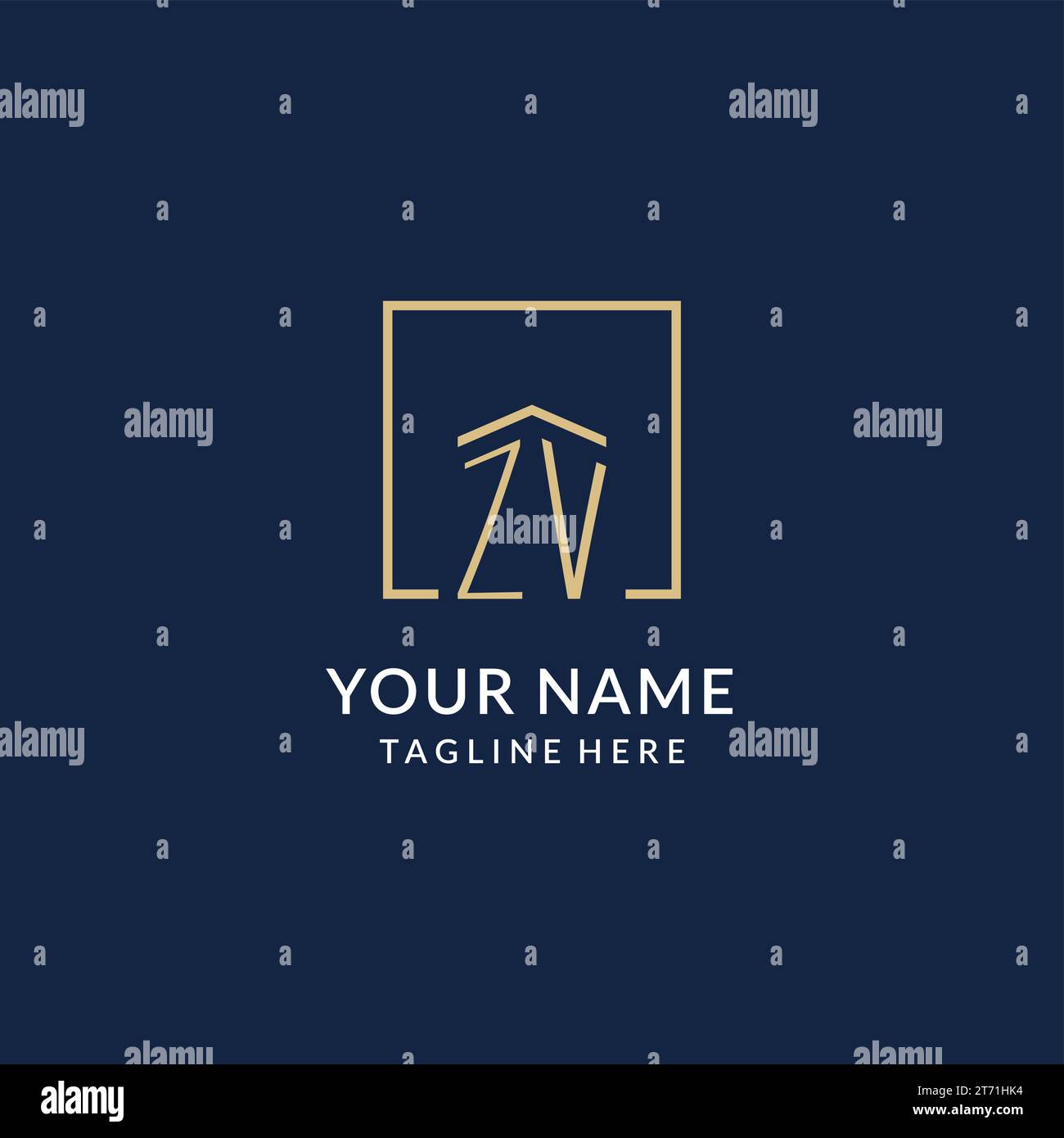 Initial ZV square lines logo, modern and luxury real estate logo design ...