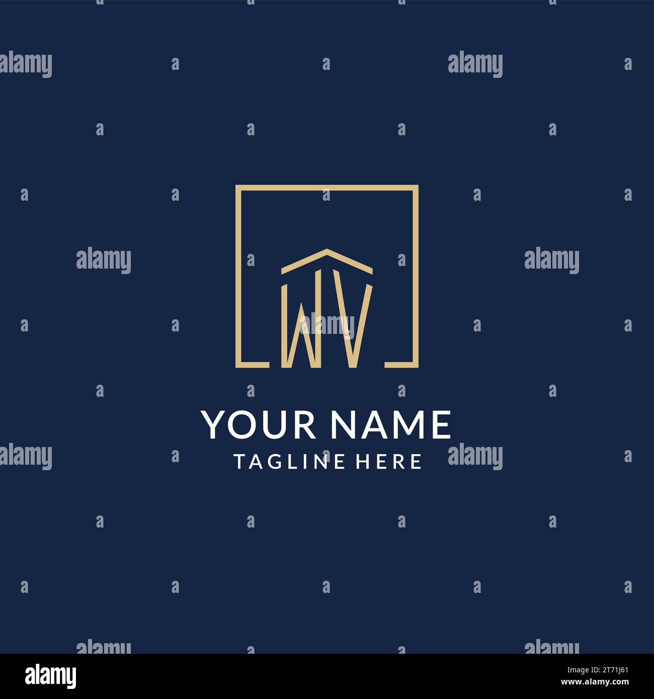 Initial WV square lines logo, modern and luxury real estate logo design ...
