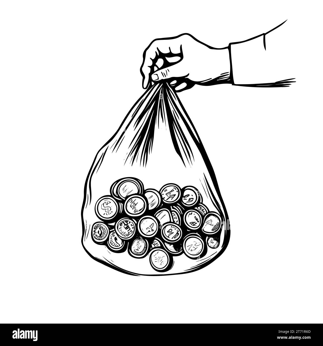 Hand holding money bag with sketchy style Stock Vector Image & Art - Alamy