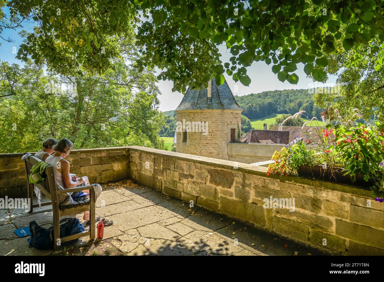 Touristen, Aussicht, Bank, Grüner Turm, Kloster Bebenbausen, Tübingen