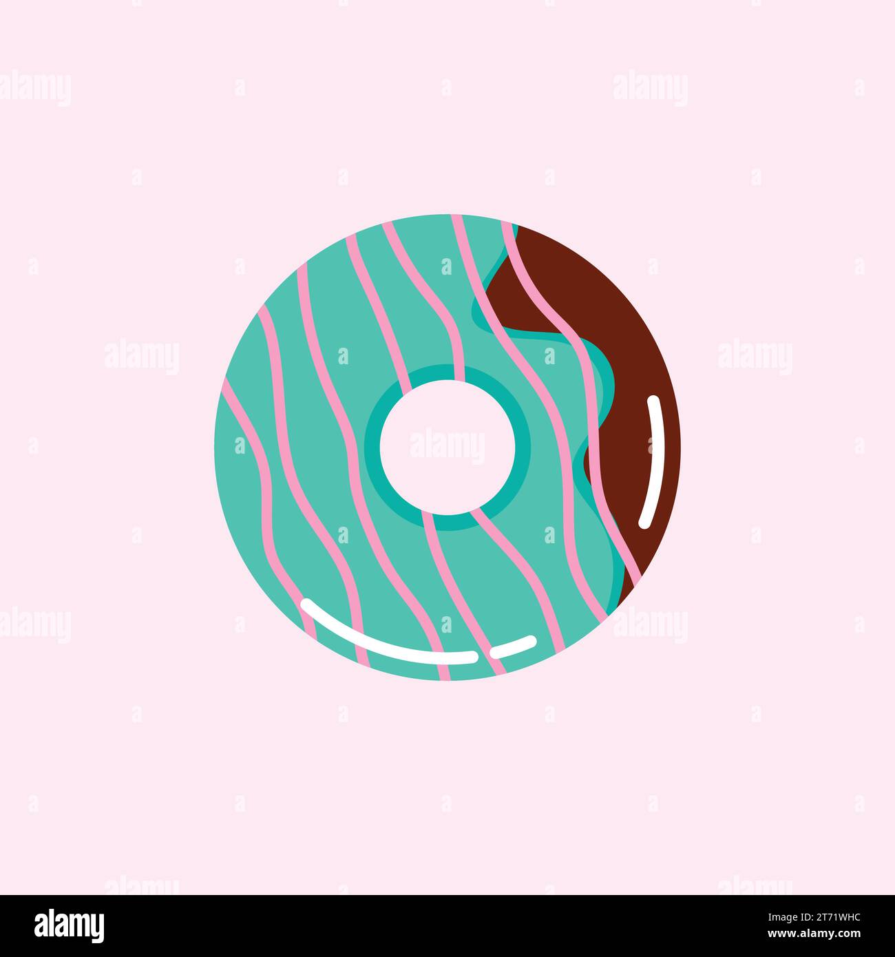 Sweet mint chocolate donut vector illustration. American traditional ...