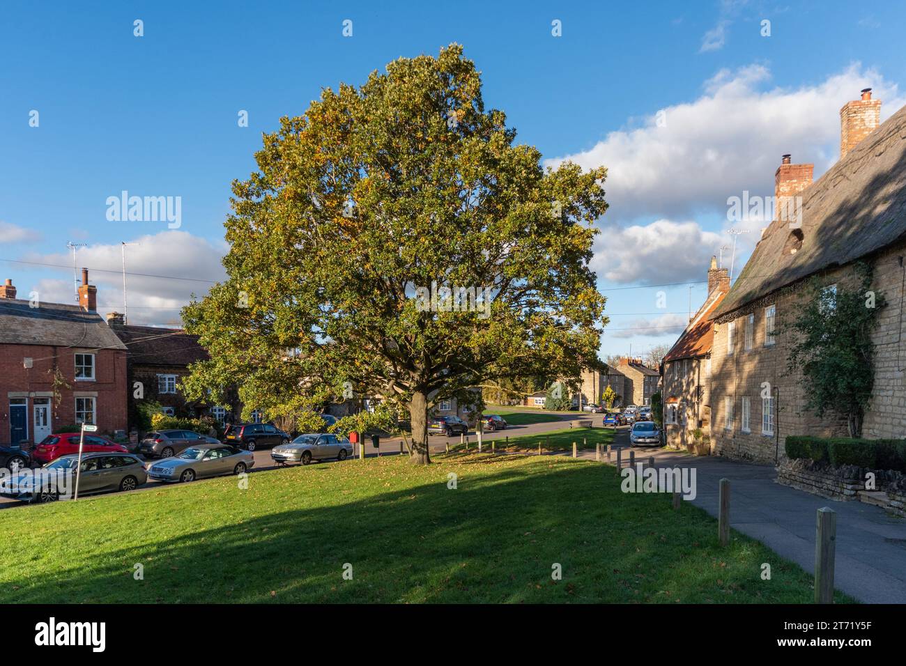 Village green, Denton, Northamptonshire, UK Stock Photo Alamy