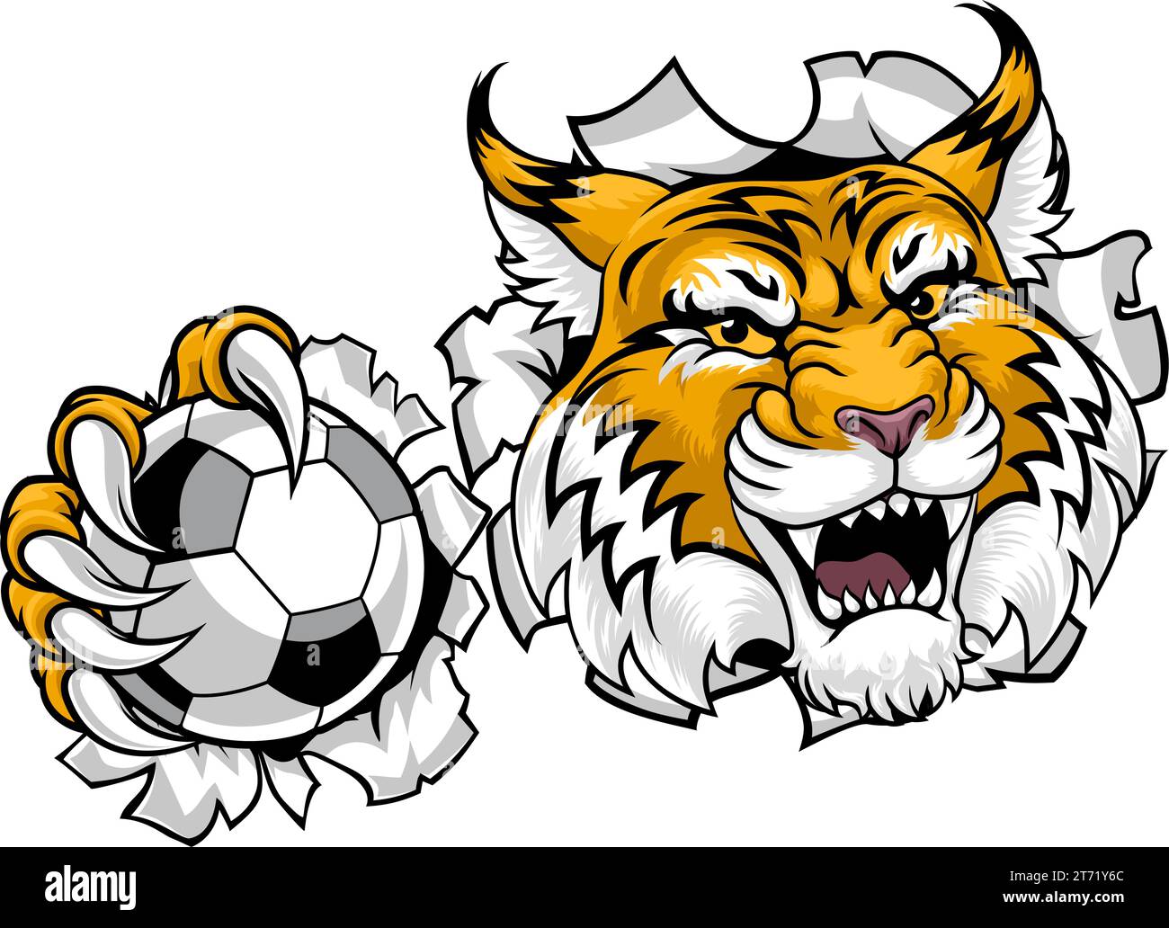 Wildcat Bobcat Soccer Football Animal Team Mascot Stock Vector