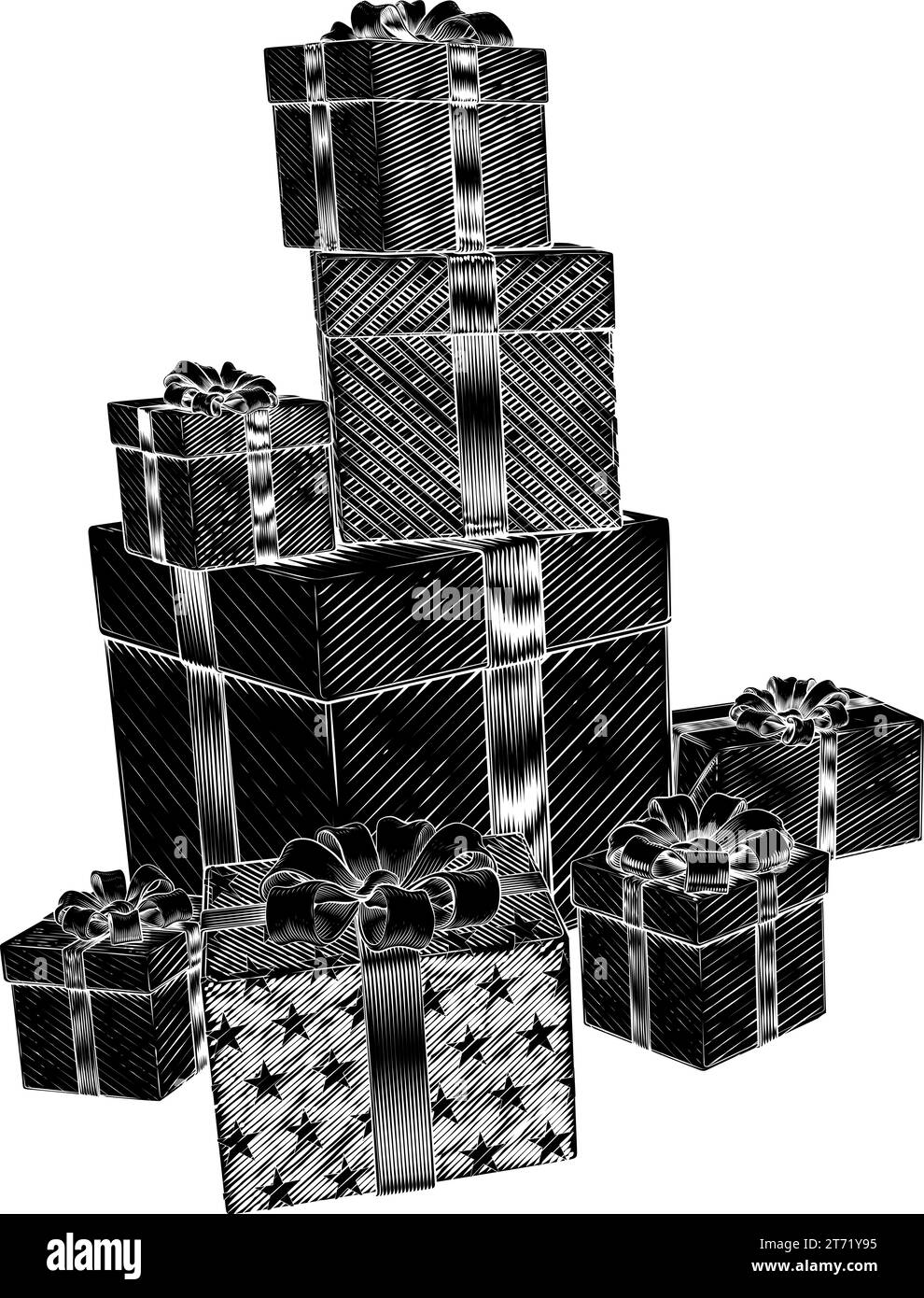 Christmas Gifts Birthday Presents Boxes Pile Stack Stock Vector Image