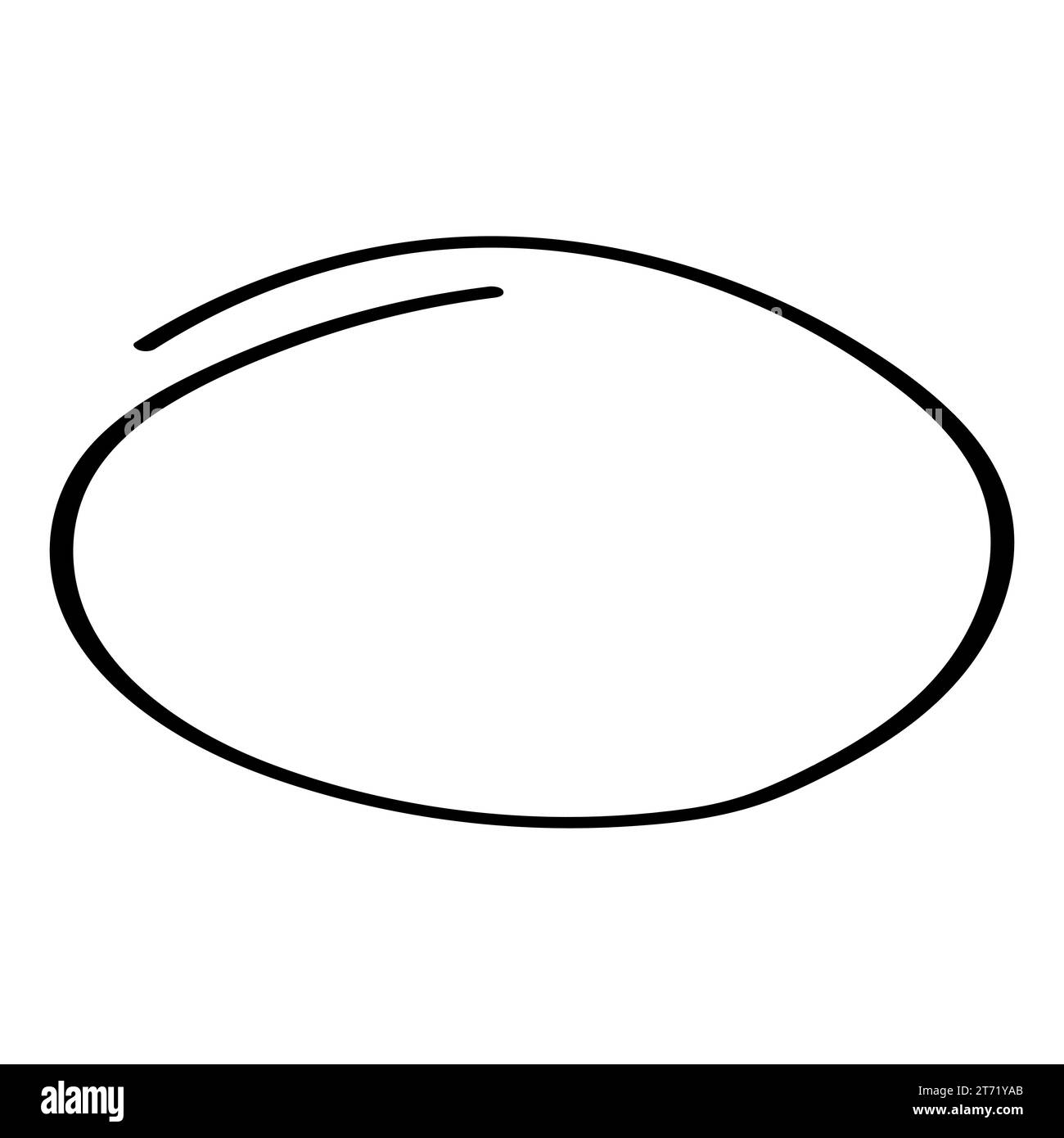 Oval circle drawn with a brush hand, doodle cartoon oval Stock Vector