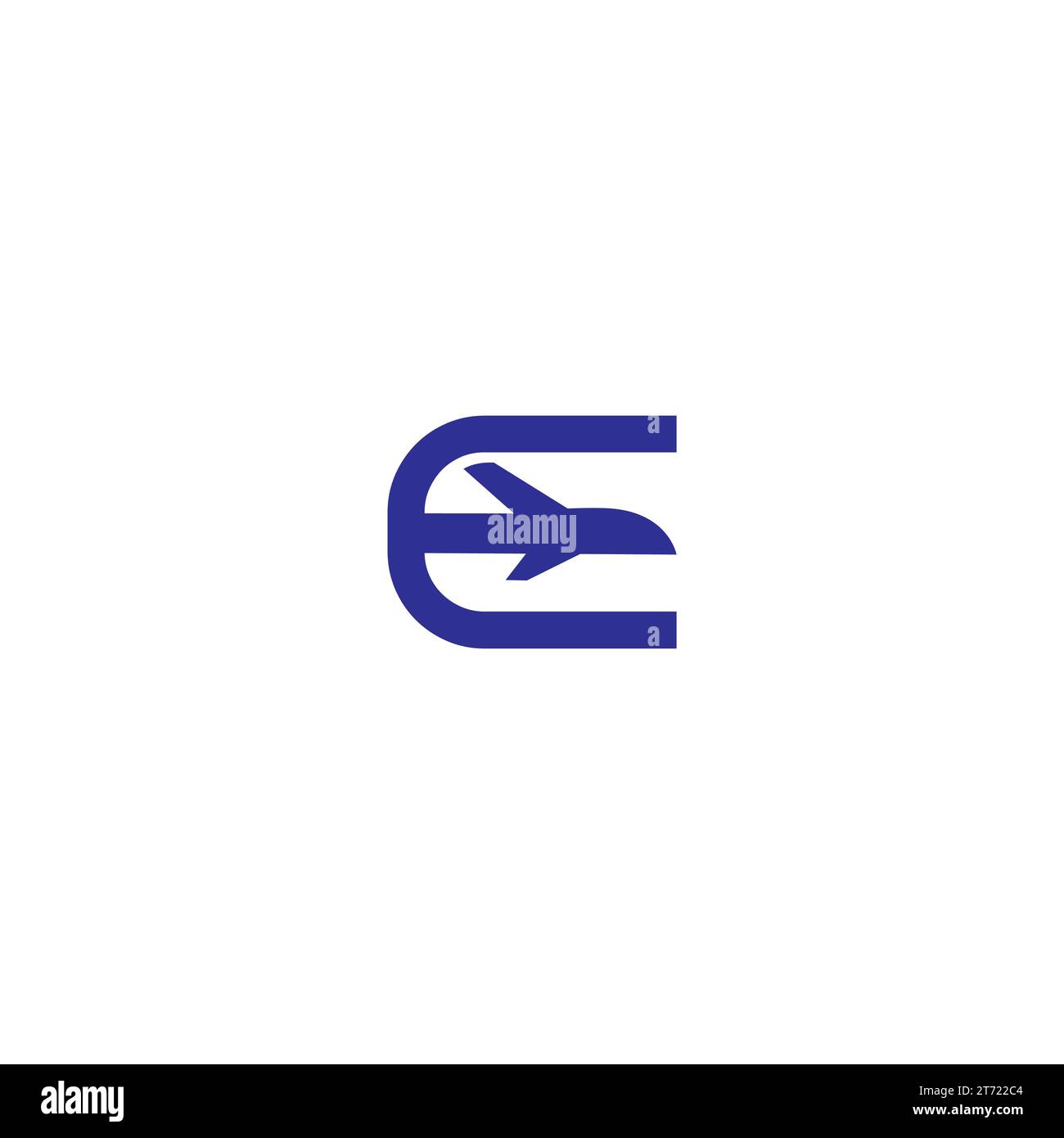 E Plane Logo Simple Design Stock Vector