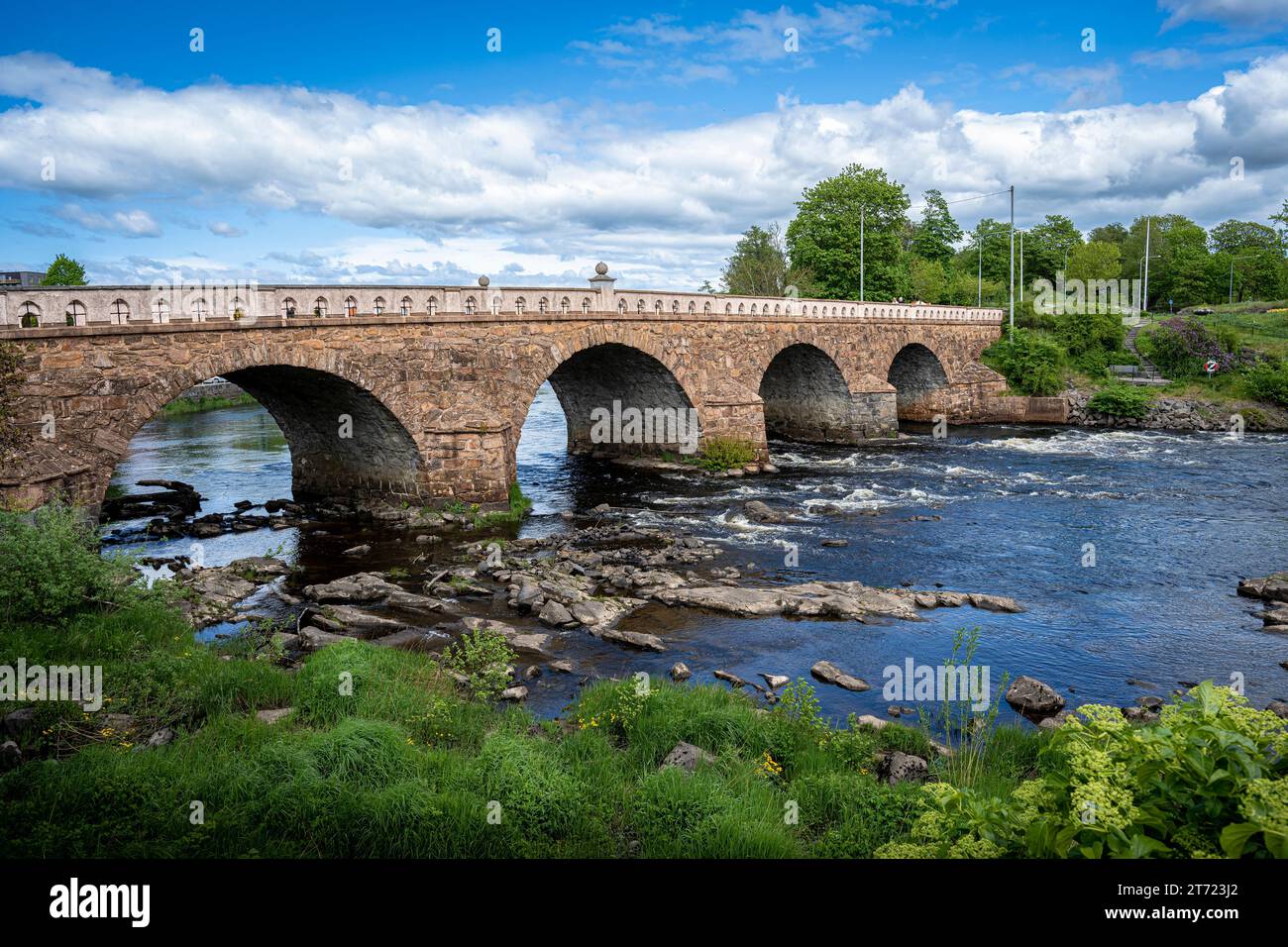 Bridge over river in Falkenberg,Sweden Stock Photo
