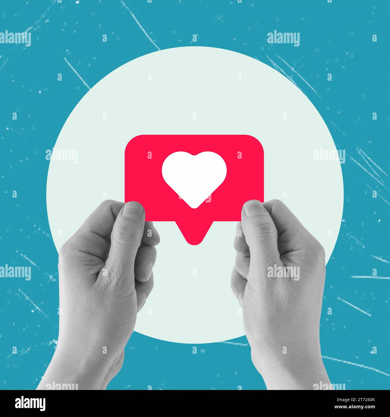 Social Media Icons. Modern artistic collage of hands creating a heart ...