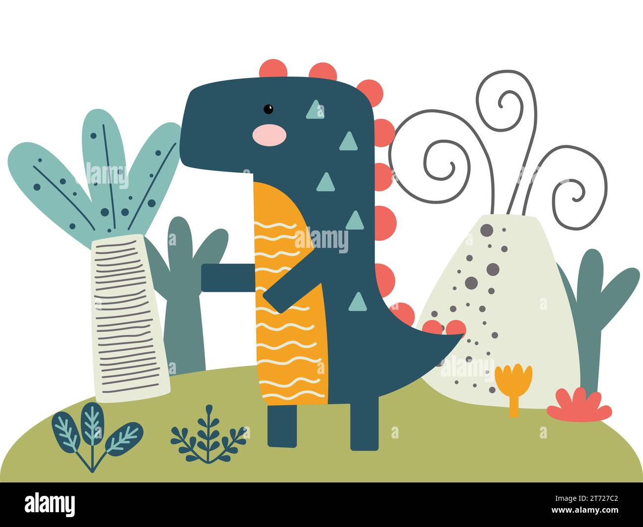 Cute cartoon dinosaur i am roarsome Royalty Free Vector