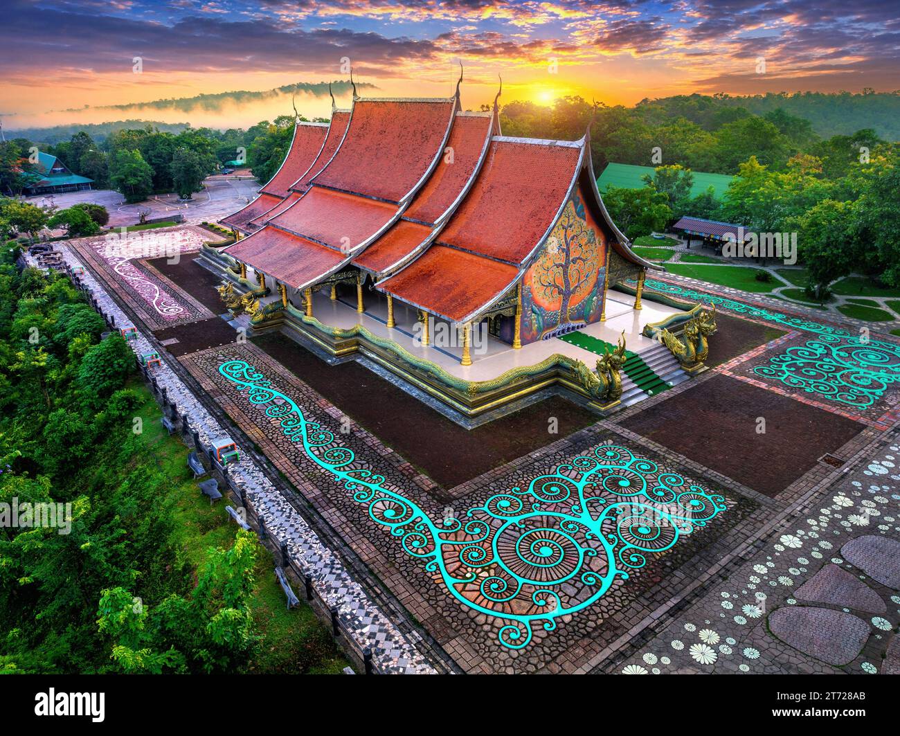 Aerial View Of Sirindhorn Wararam Wat Phu Prao In Ubon Rajchathani 