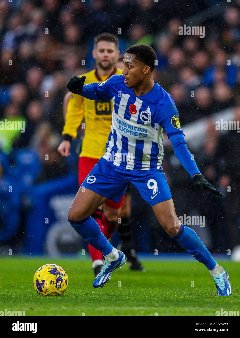 Brighton and Hove Albion's Joao Pedro in action during the Premier League match at The AMEX, Brighton and Hove. Picture date: Sunday November 12, 2023. Stock Photo