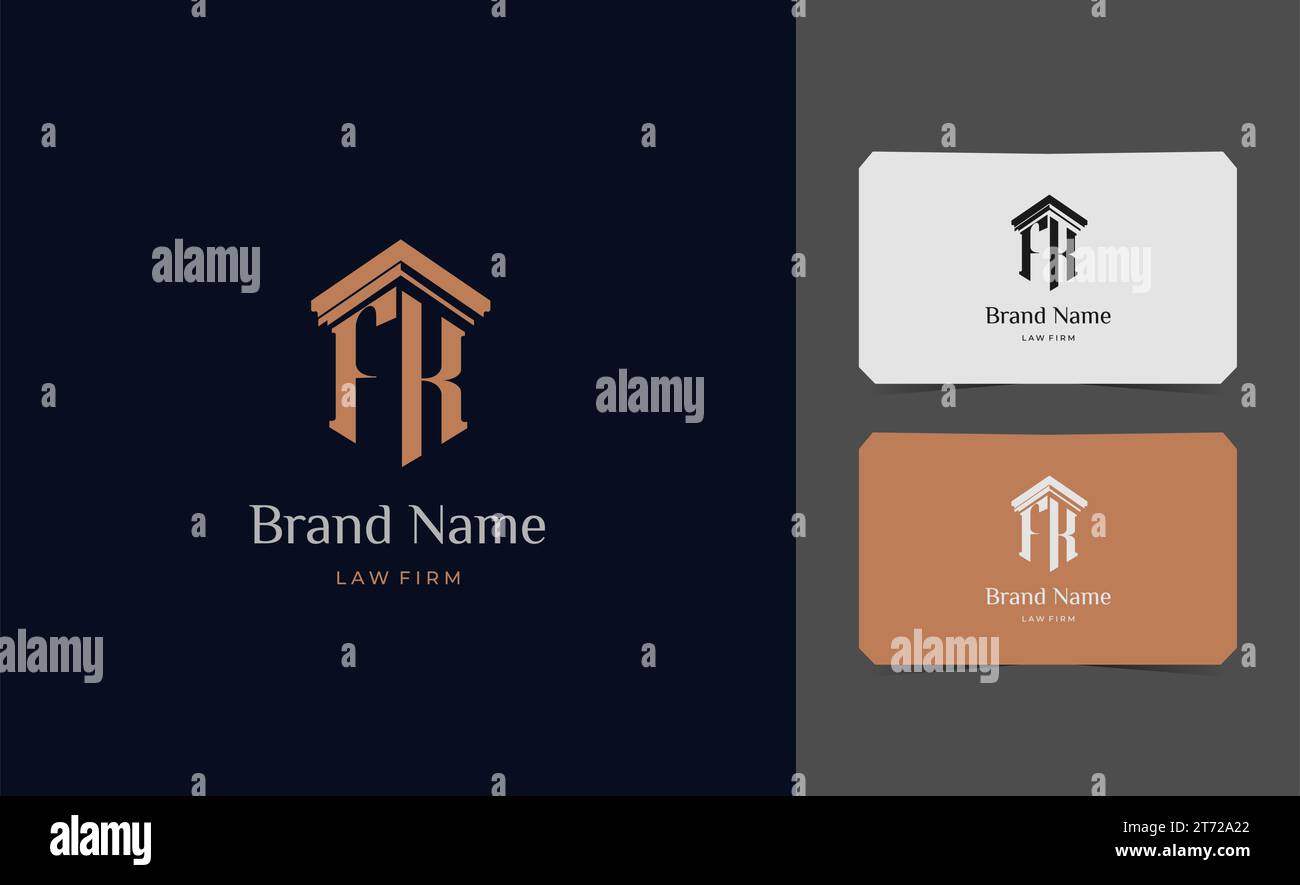 pillar logo letter FK with business card vector illustration template. Stock Vector