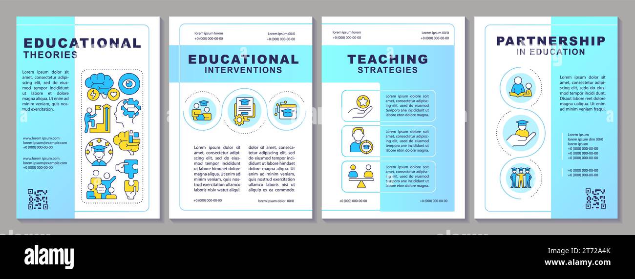 2D creative brochure with learning theories line icons Stock Vector