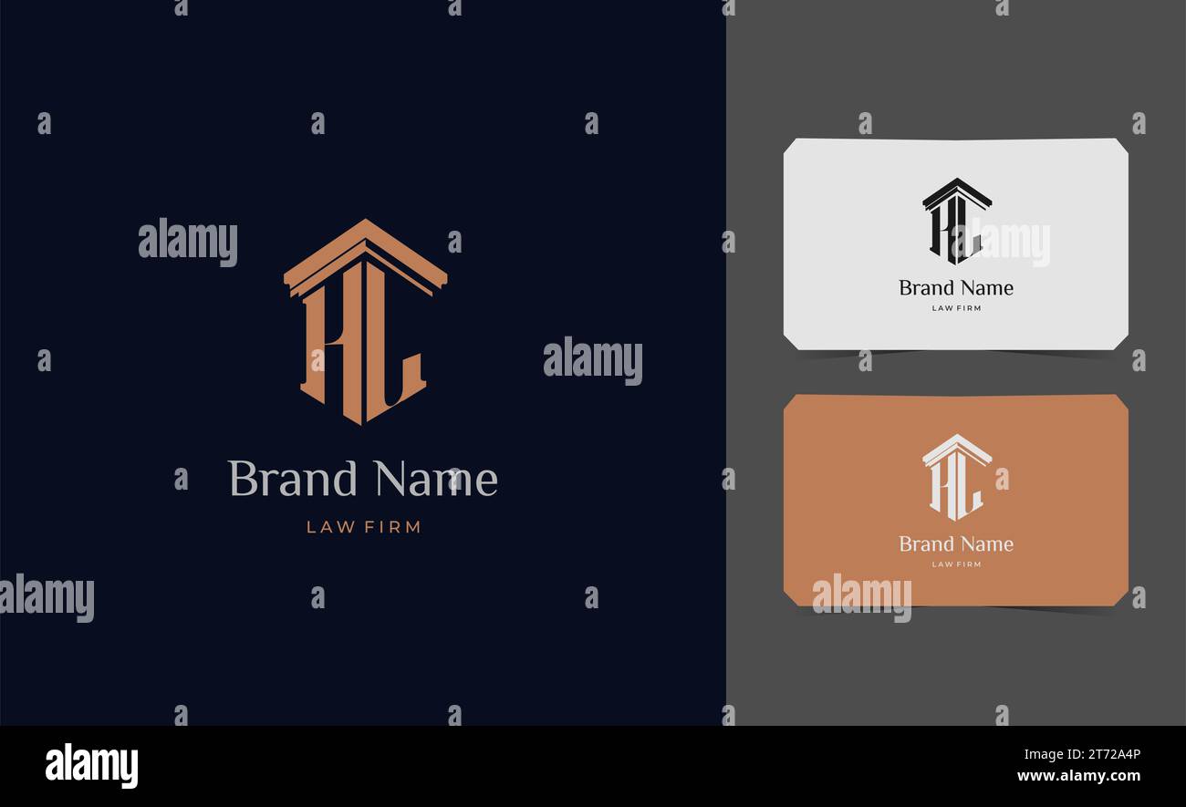 pillar logo letter HL with business card vector illustration template. Stock Vector