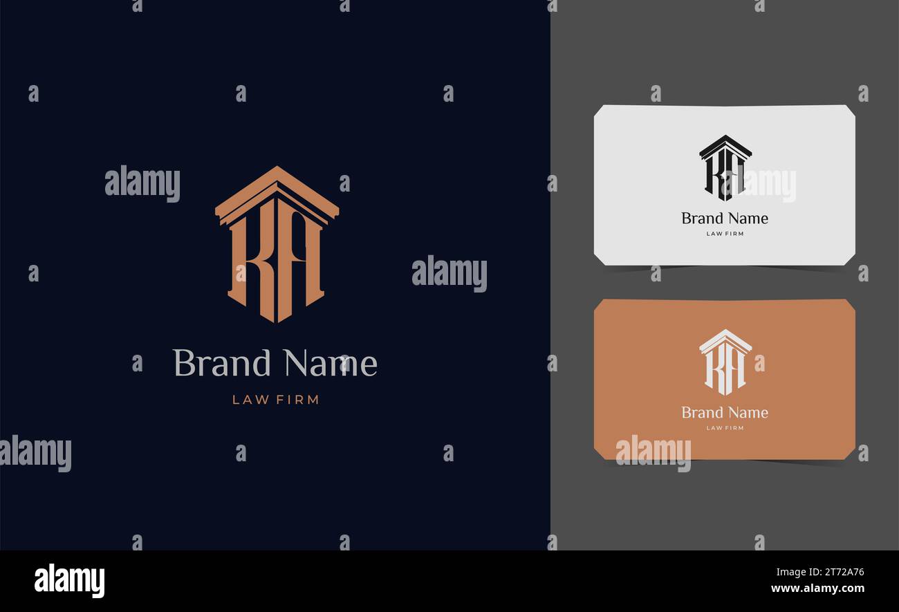 pillar logo letter KA with business card vector illustration template. Stock Vector