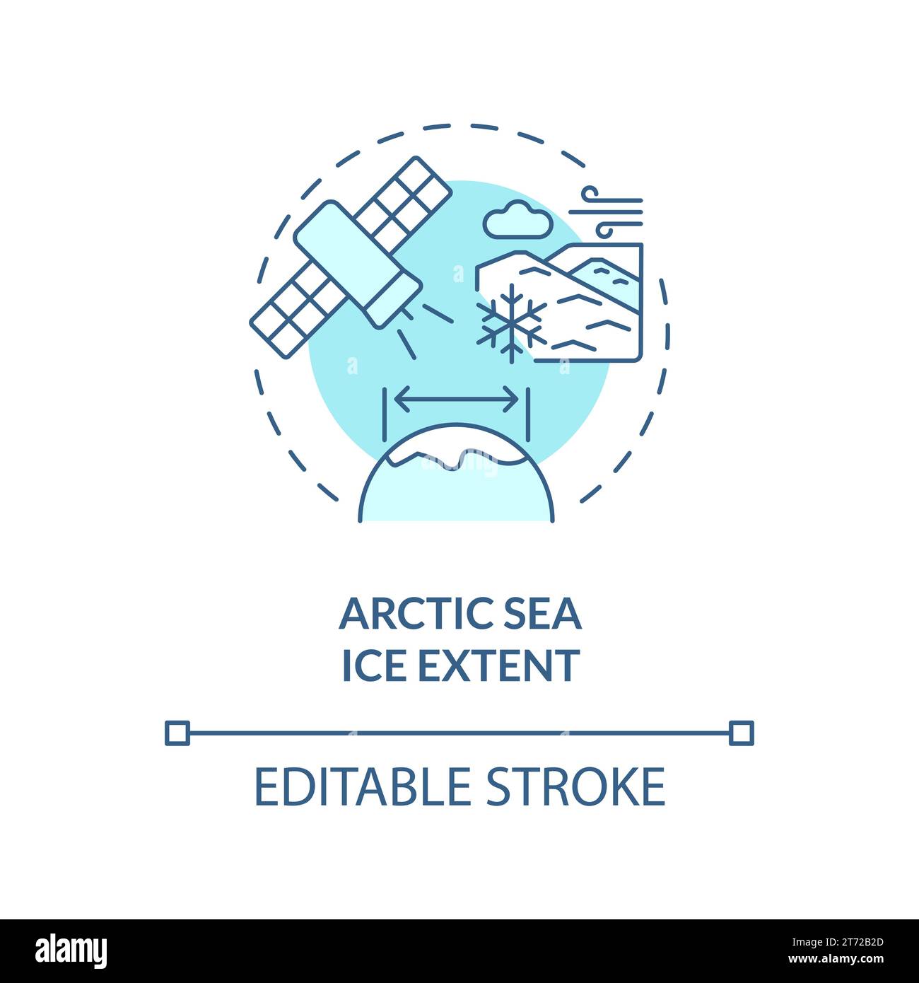 Thin linear blue icon arctic sea ice extent concept Stock Vector