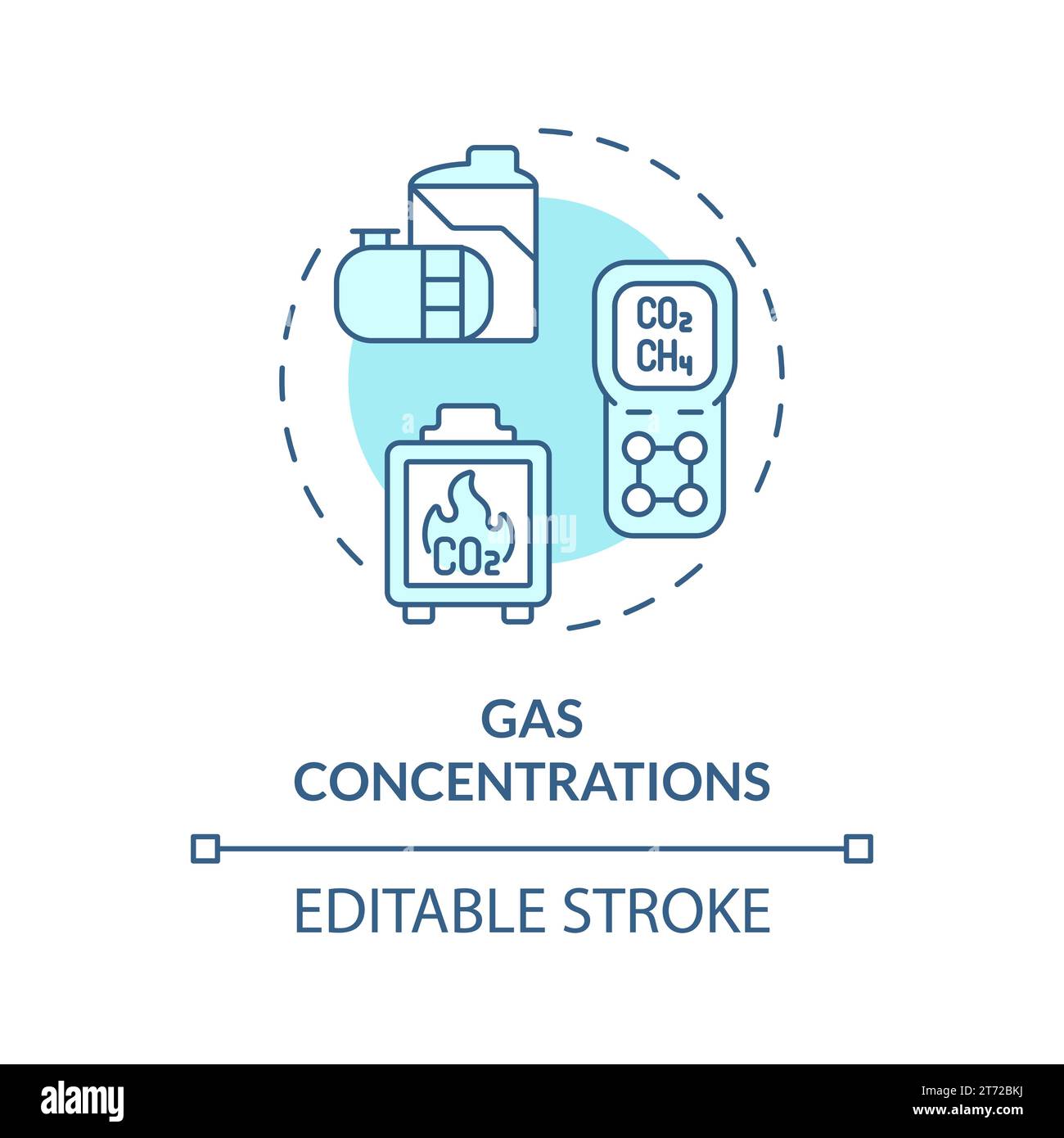 Thin linear blue icon gas concentrations concept Stock Vector
