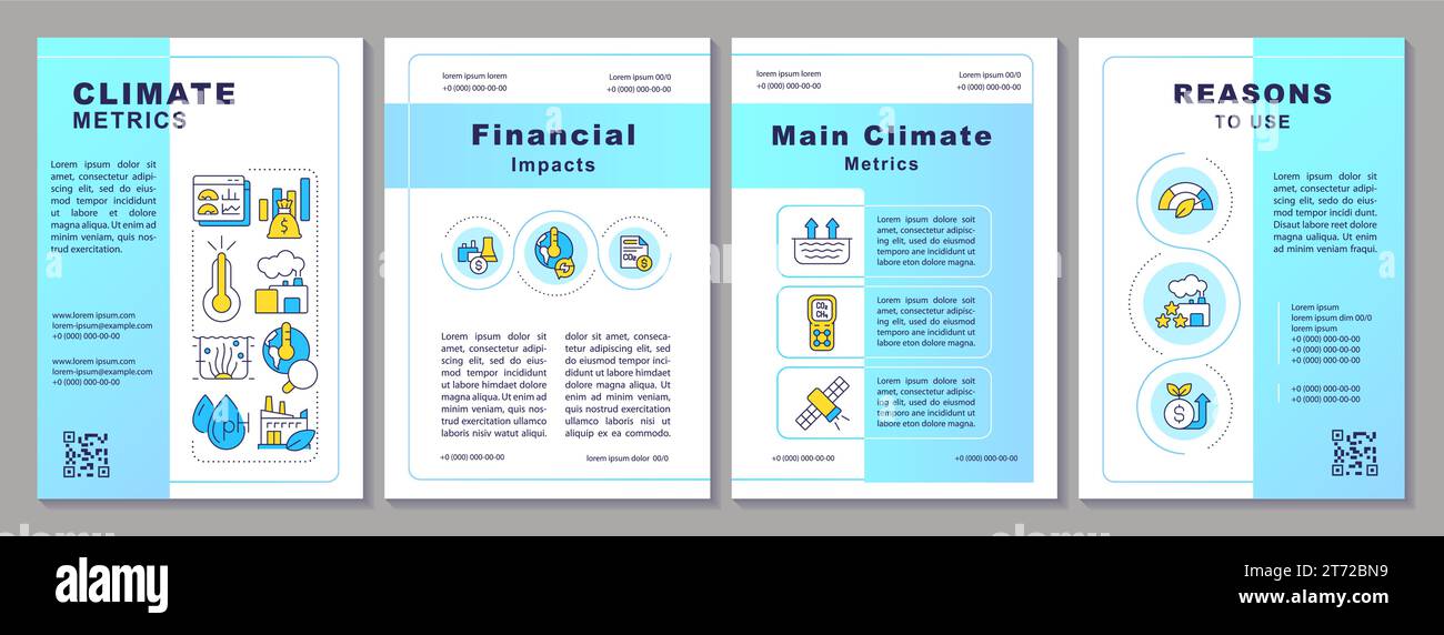 2D creative brochure with climate metrics thin line icons Stock Vector