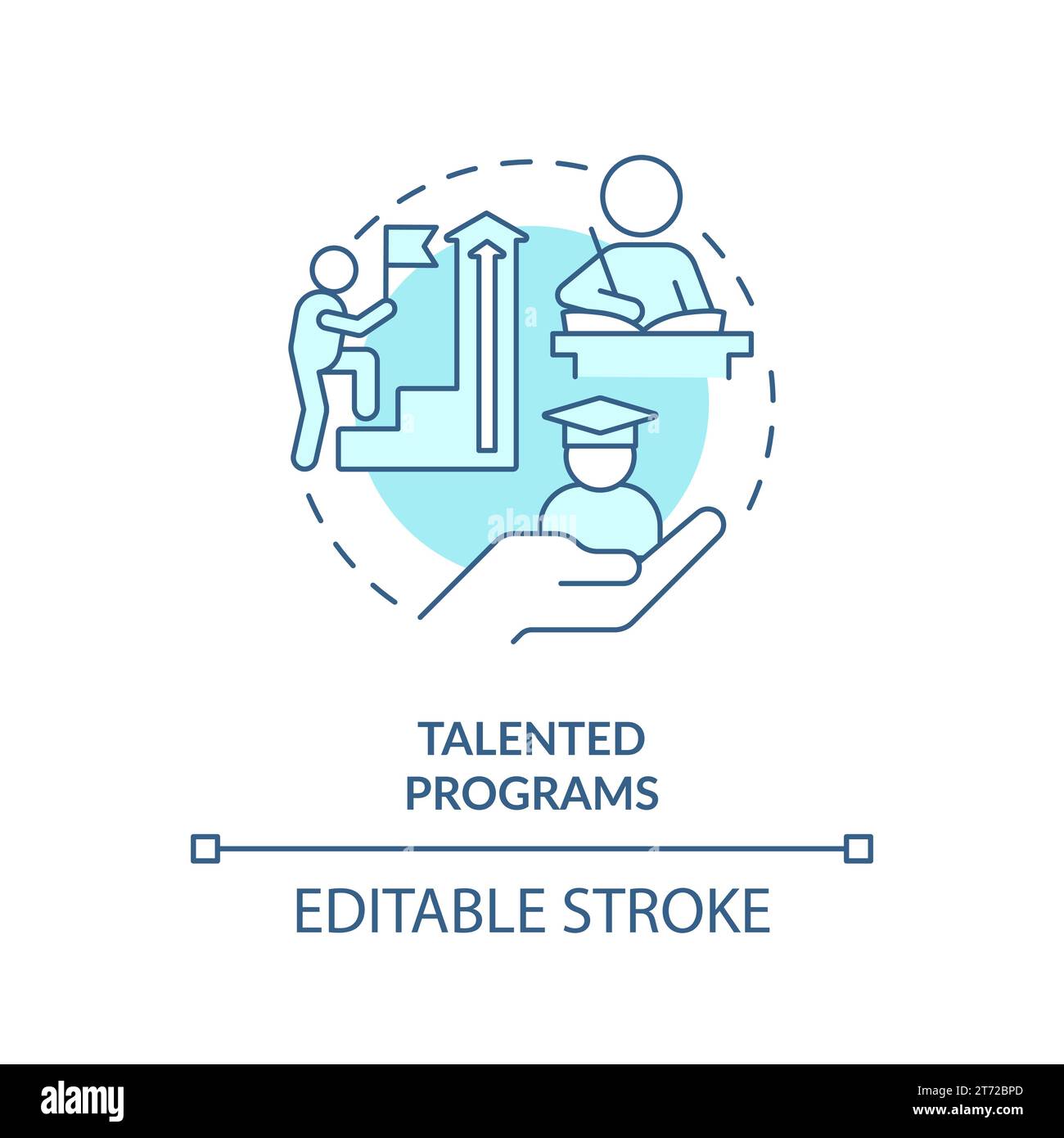 Thin line blue icon talented programs concept Stock Vector