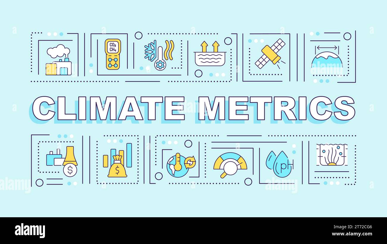 2D climate metrics text with multicolor thin line icons Stock Vector