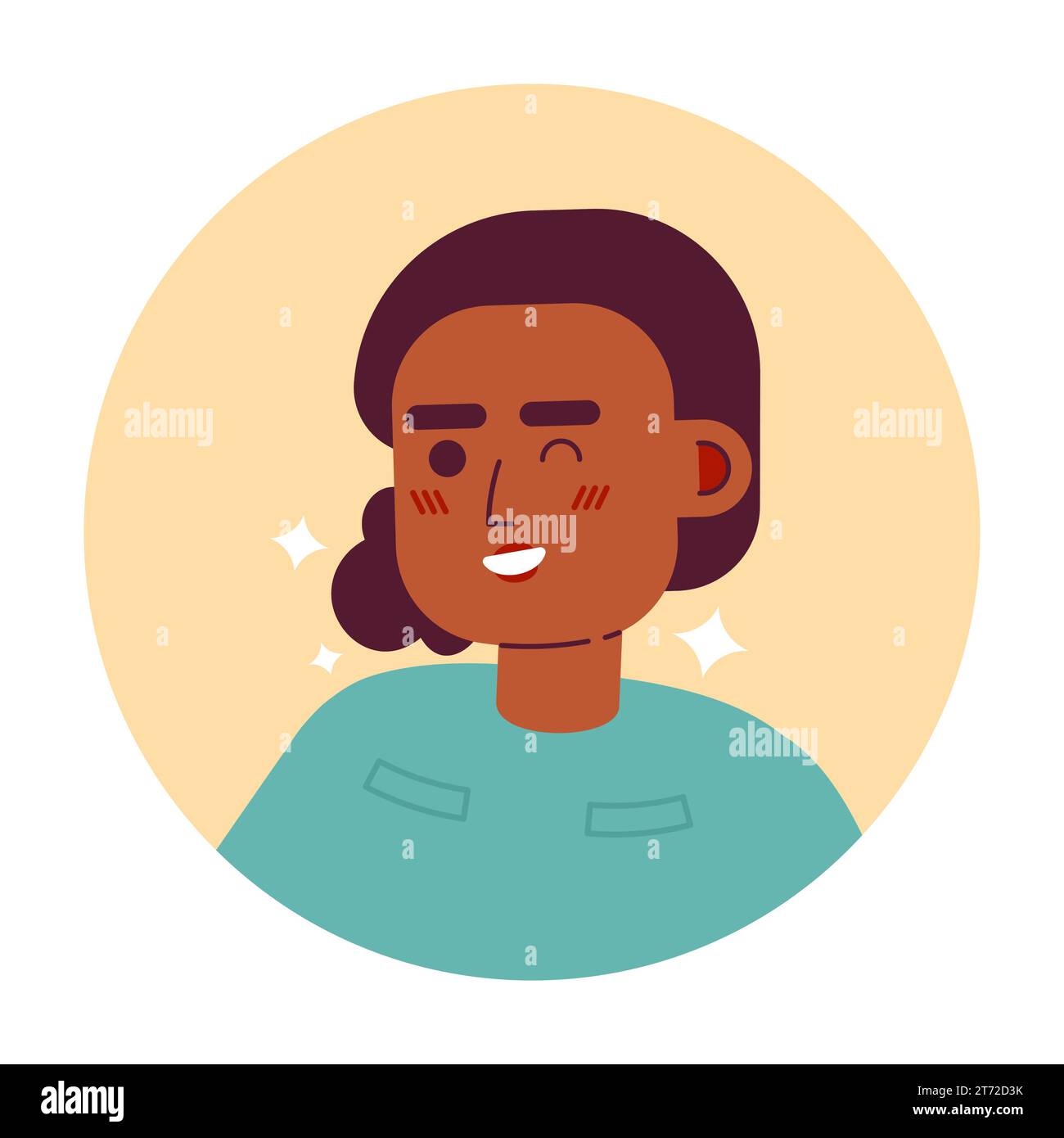 African american female winking expression 2D vector avatar