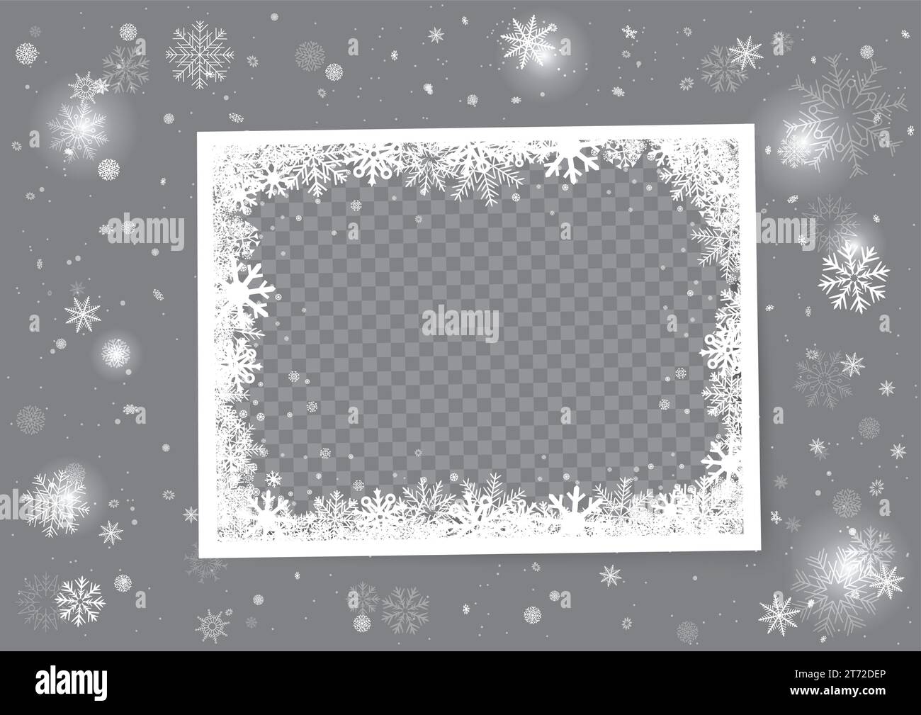 Christmas photo snow frame template with snowfall Stock Vector Image ...