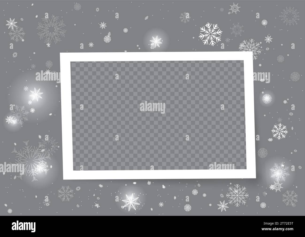 photo frame Christmas template with snowfall Stock Vector