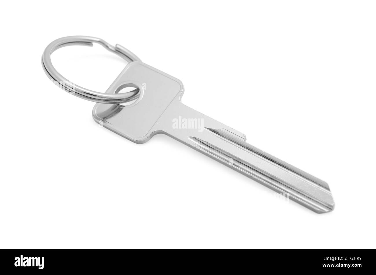One key with ring isolated on white Stock Photo - Alamy