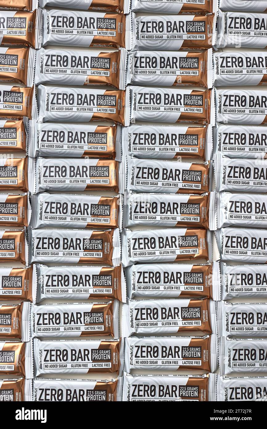 Protein bars Biotech Zero Bar large amounts Stock Photo Alamy