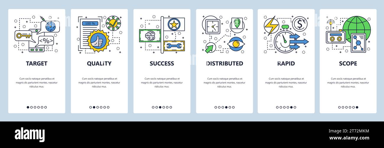 Web site onboarding screens. Quality approved. Menu vector banner ...