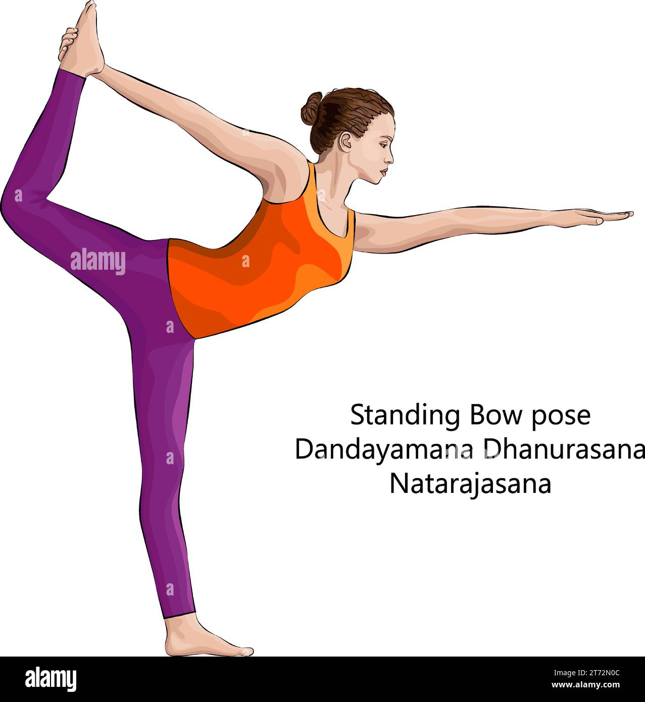 Cartoon woman in bow yoga pose stretching her... - Stock Illustration  [63615698] - PIXTA