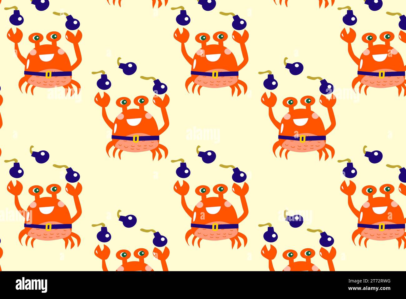 cute crab with bomb - pirate - seamless pattern Stock Vector Image ...