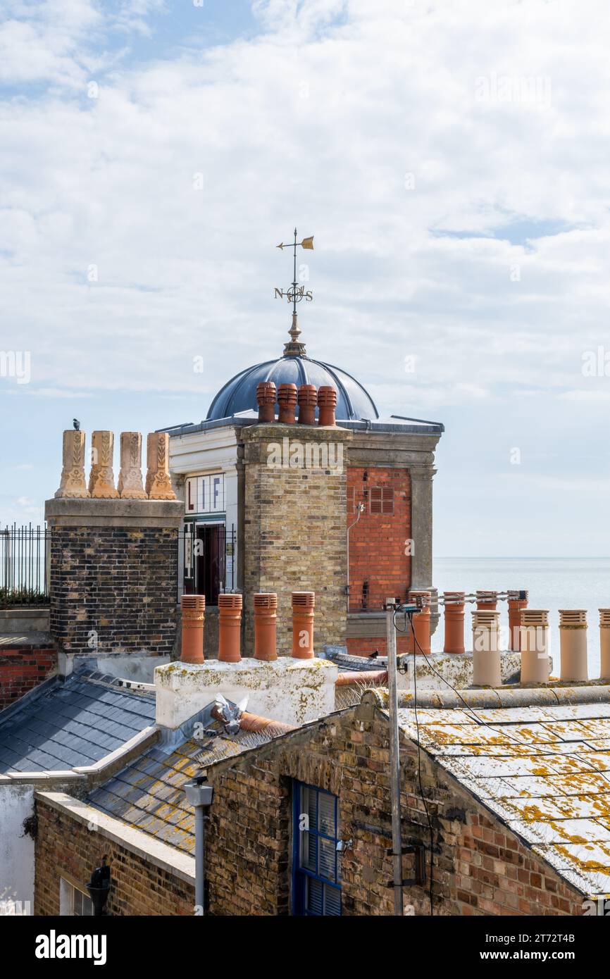 A view of the sea above the rooftops of Ramsgate Stock Photo