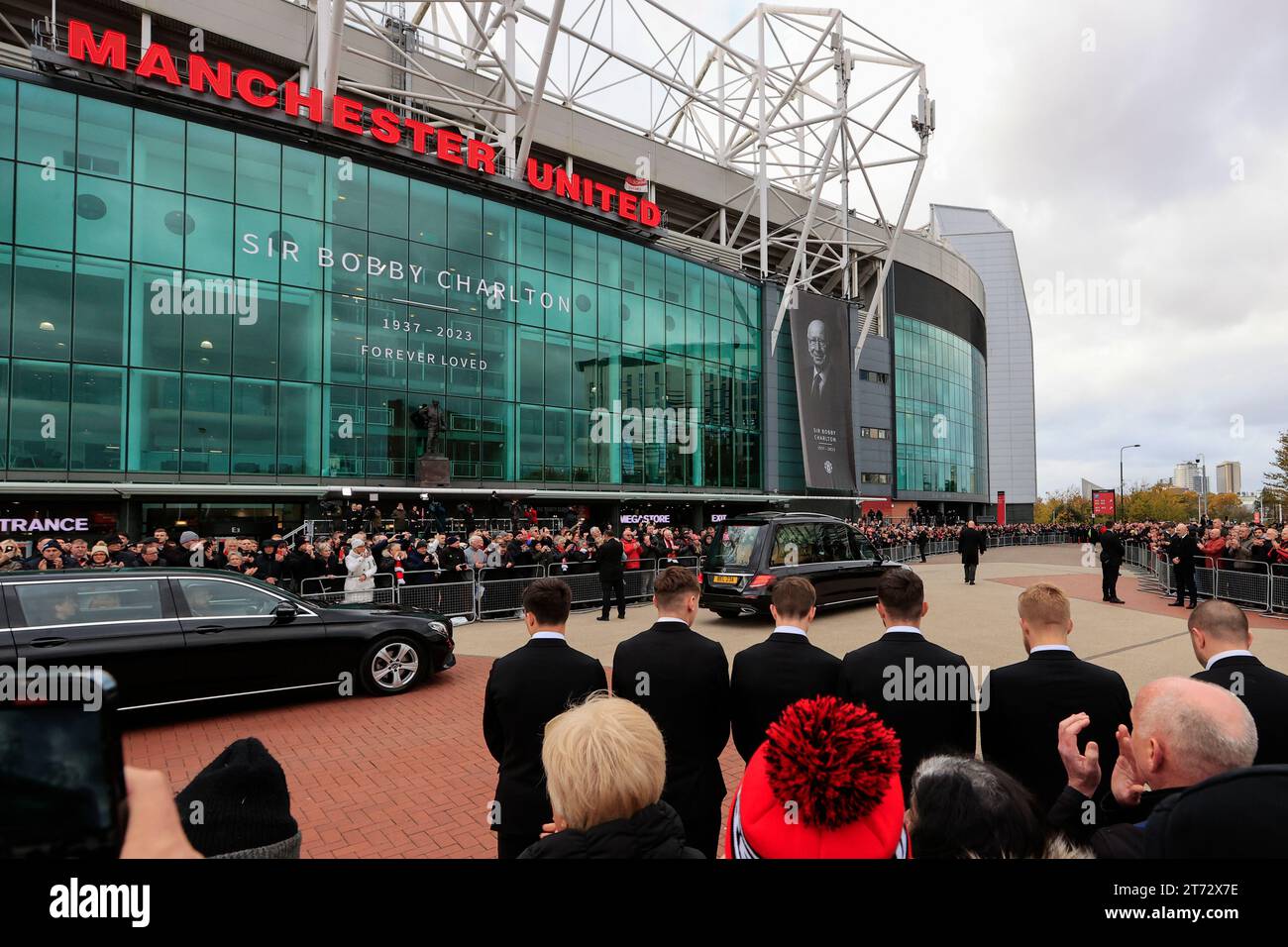 Processional Trafford Bobby Charltons funeral procession at Old Trafford, Manchester, United ...