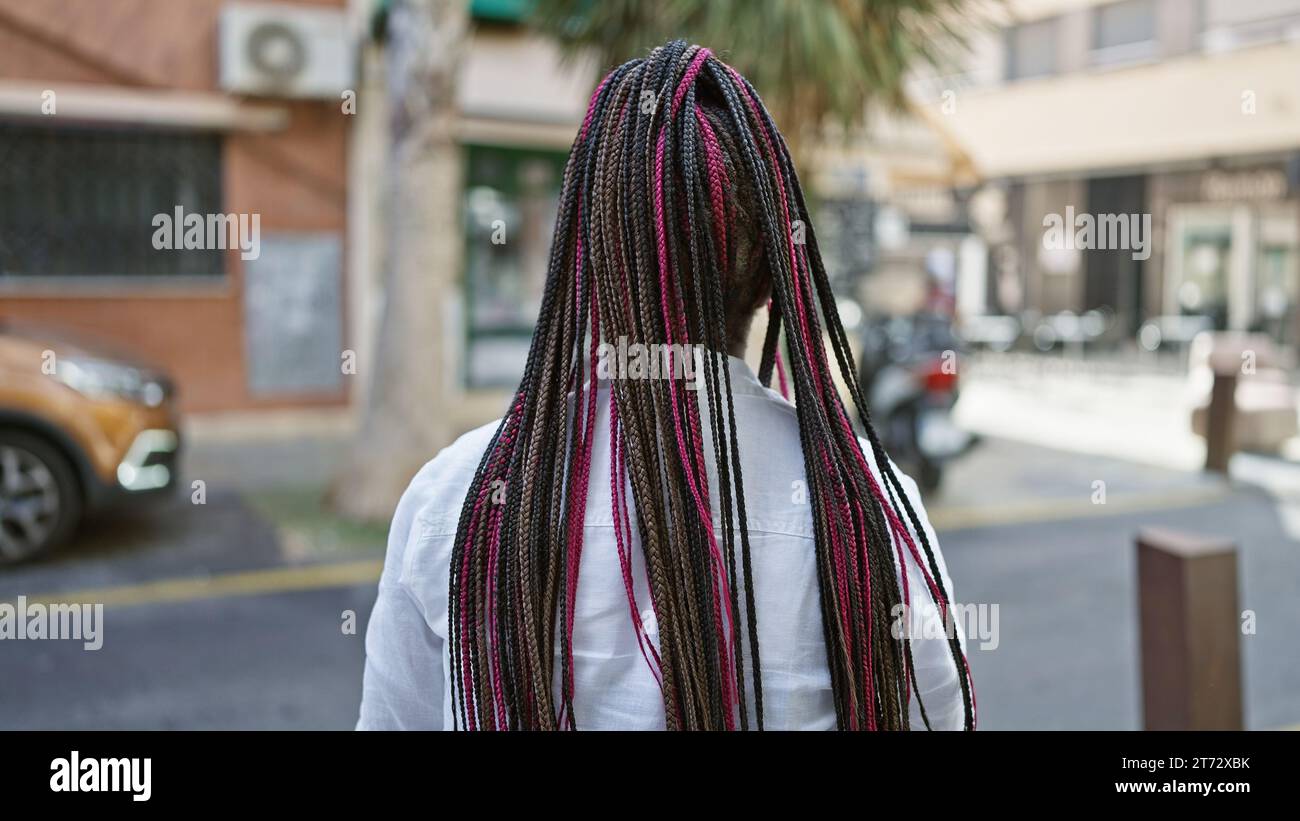 Captivating back view portrait of an african american woman with braids ...