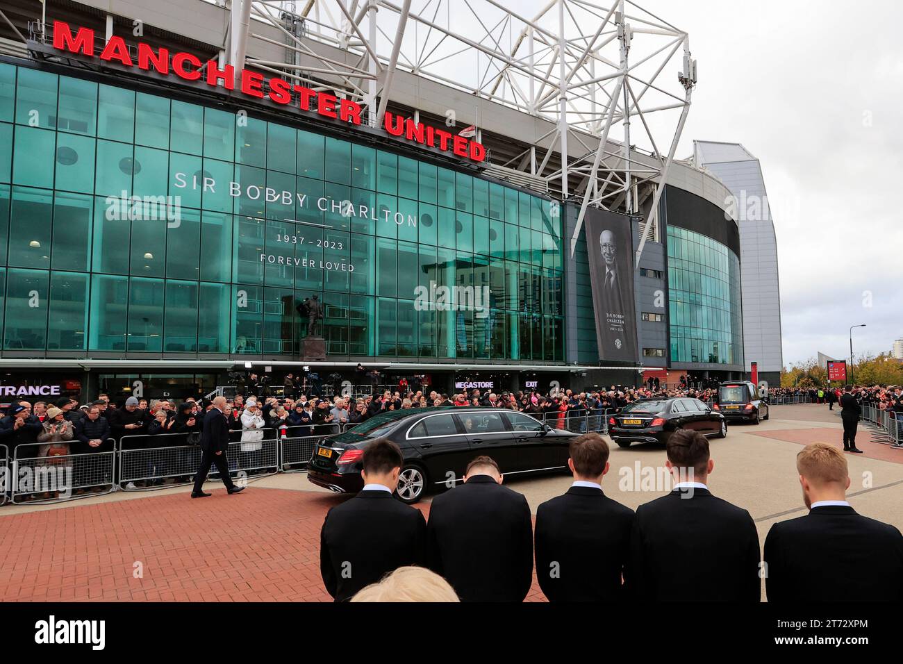 Processional Trafford Bobby Charltons funeral procession at Old Trafford, Manchester, United ...
