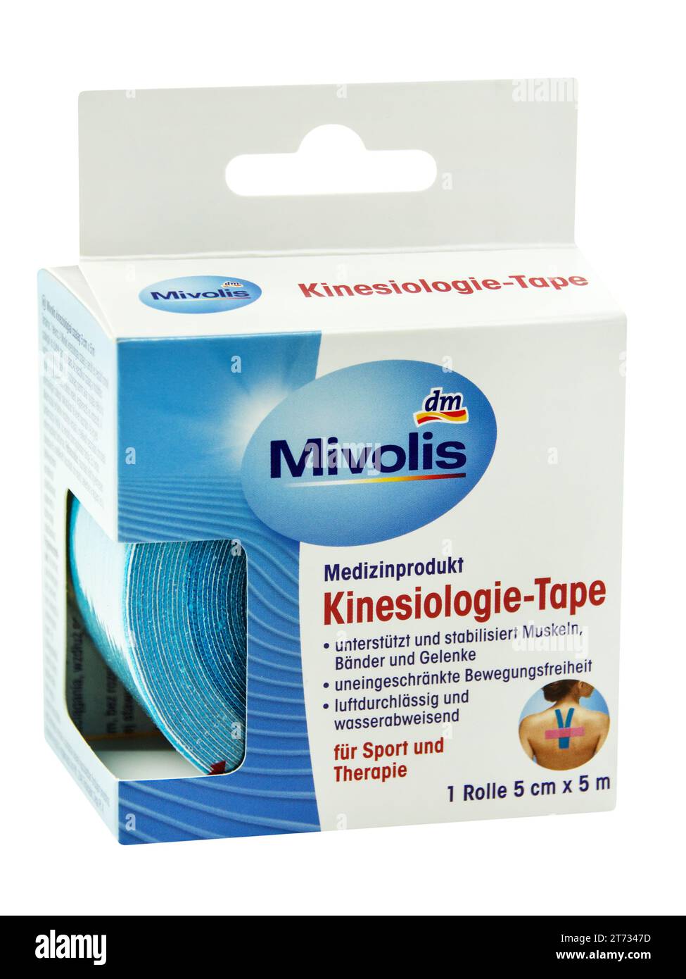 Hamburg, Germany - November 10 2023: Mivolis Kinesiotape Kinesiologie Tape dm isolated on white background Stock Photo