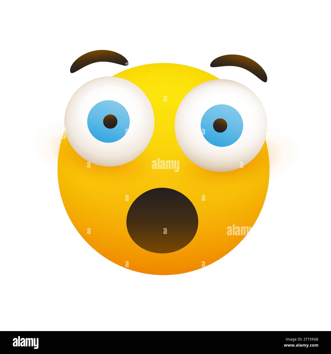 Surprised Face Emoji with Wide Open Pop Out Eyes - Simple Emoticon Design on Transparent Background Stock Vector