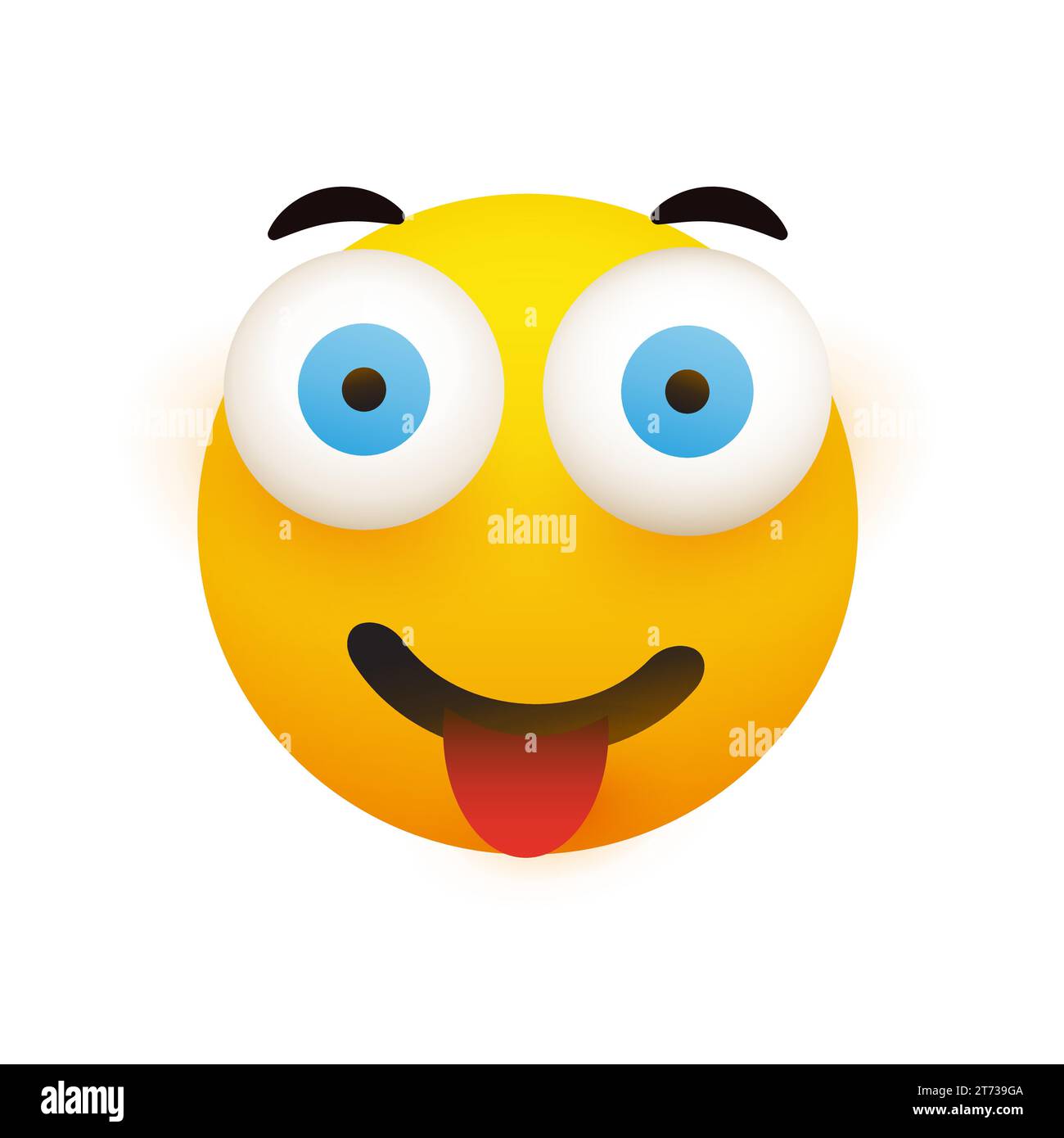 Smiling Emoji Face With Tongue Out - Simple Happy Emoticon Design on Transparent Background Stock Vector