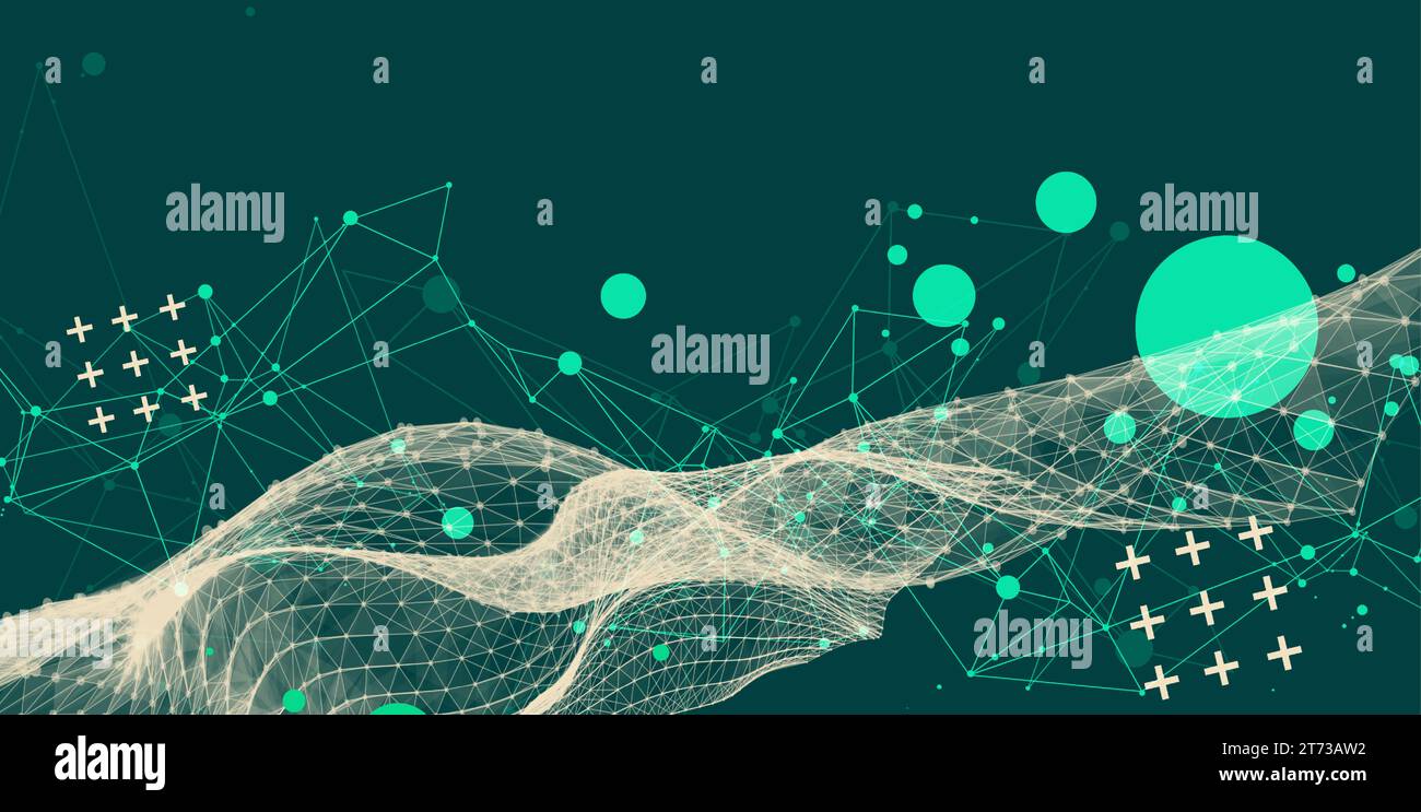 The abstract wave is made in a frame style. Template for science and ...